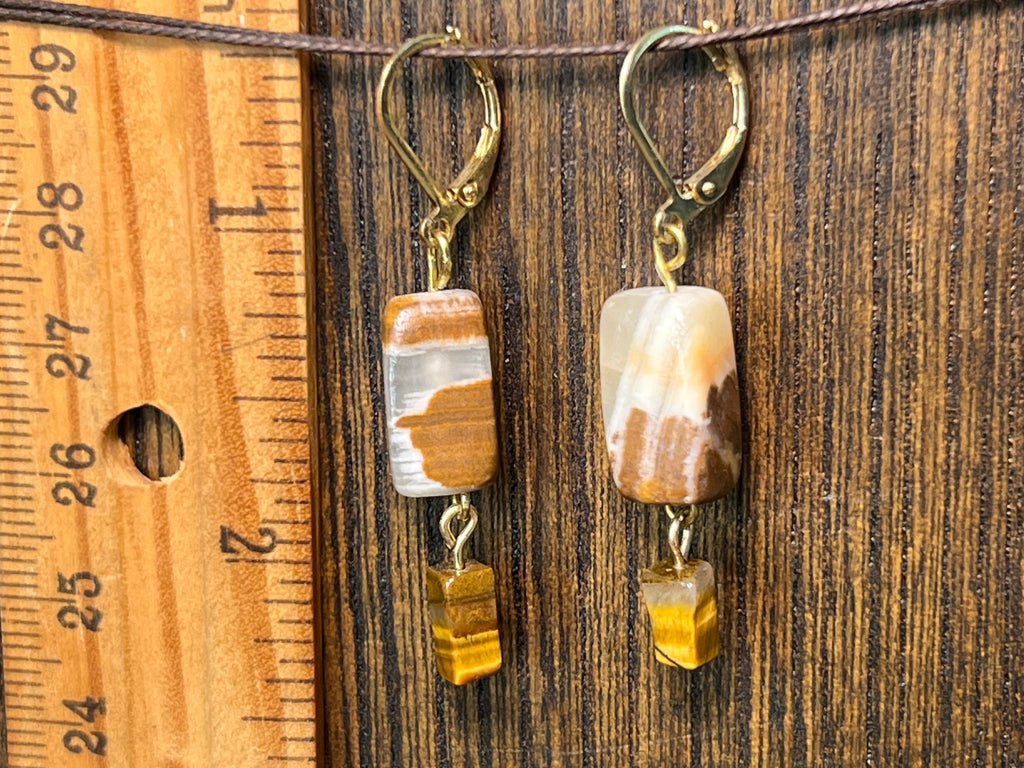 Onyx and Tiger’s Eye earrings