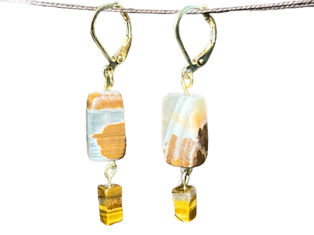 Onyx and Tiger’s Eye earrings