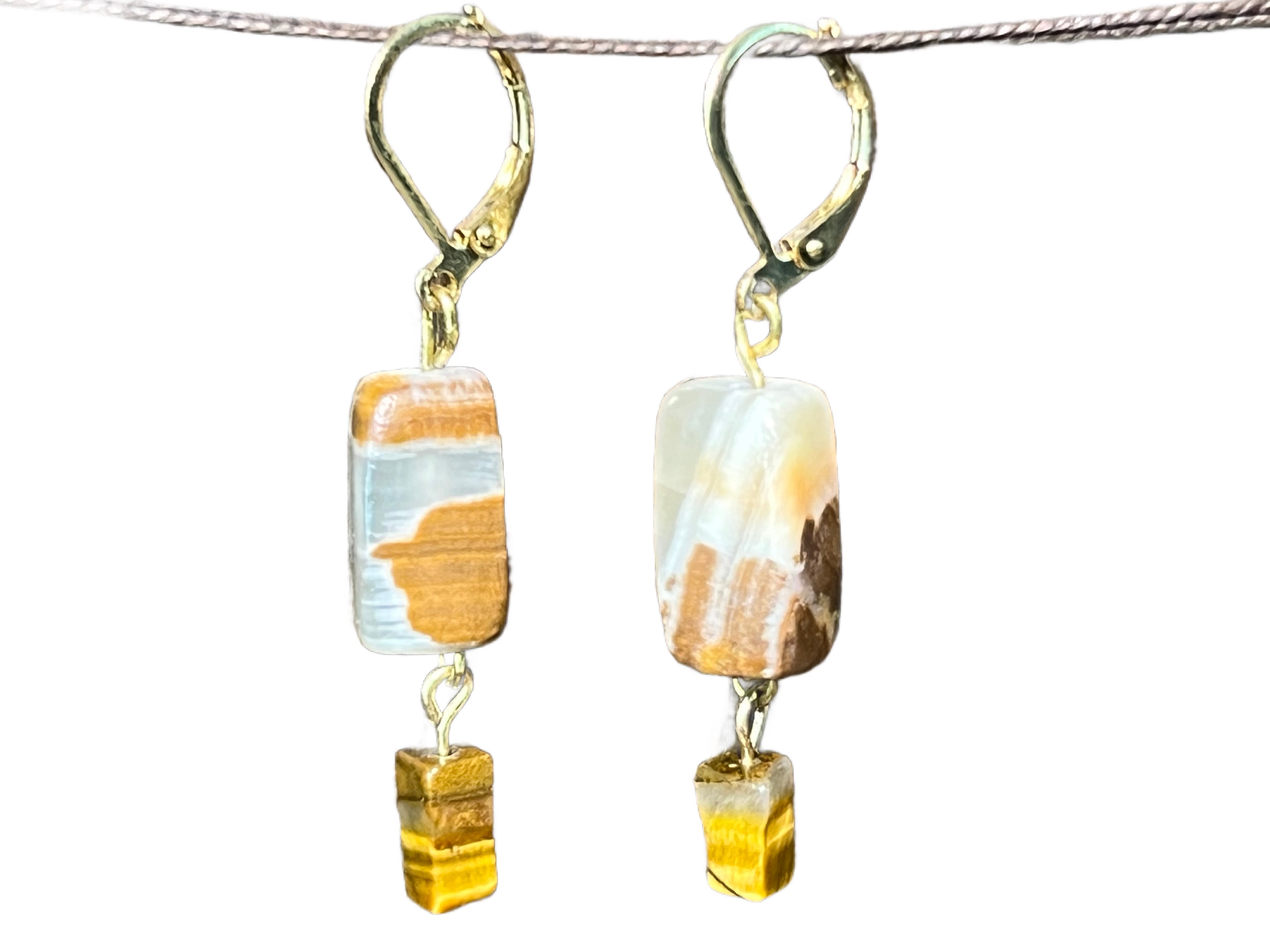 Onyx and Tiger’s Eye earrings