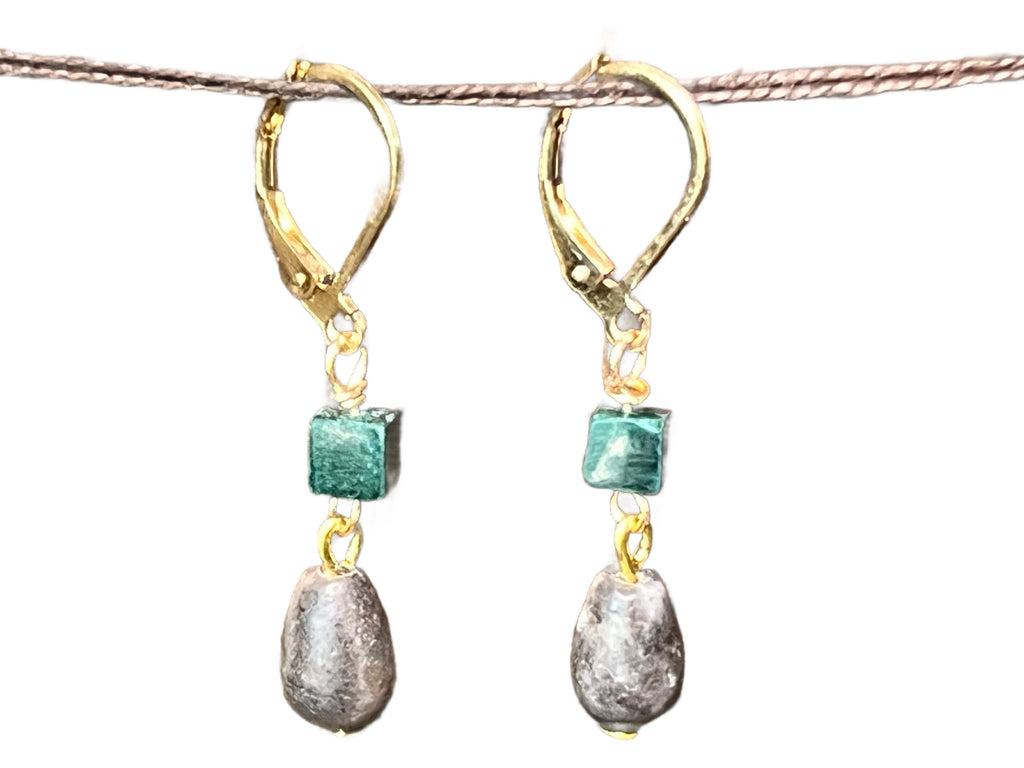 Amazonite & Malachite earrings