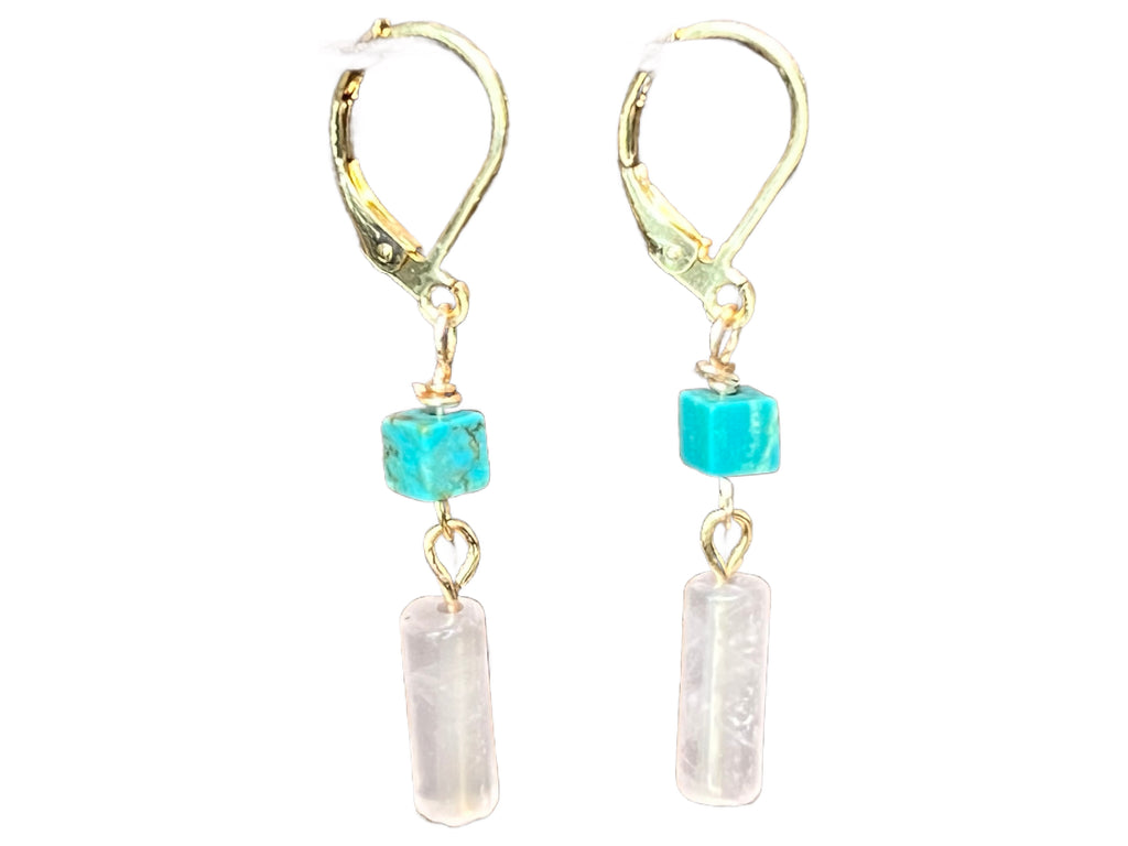 Turquoise & Rose Quartz earrings