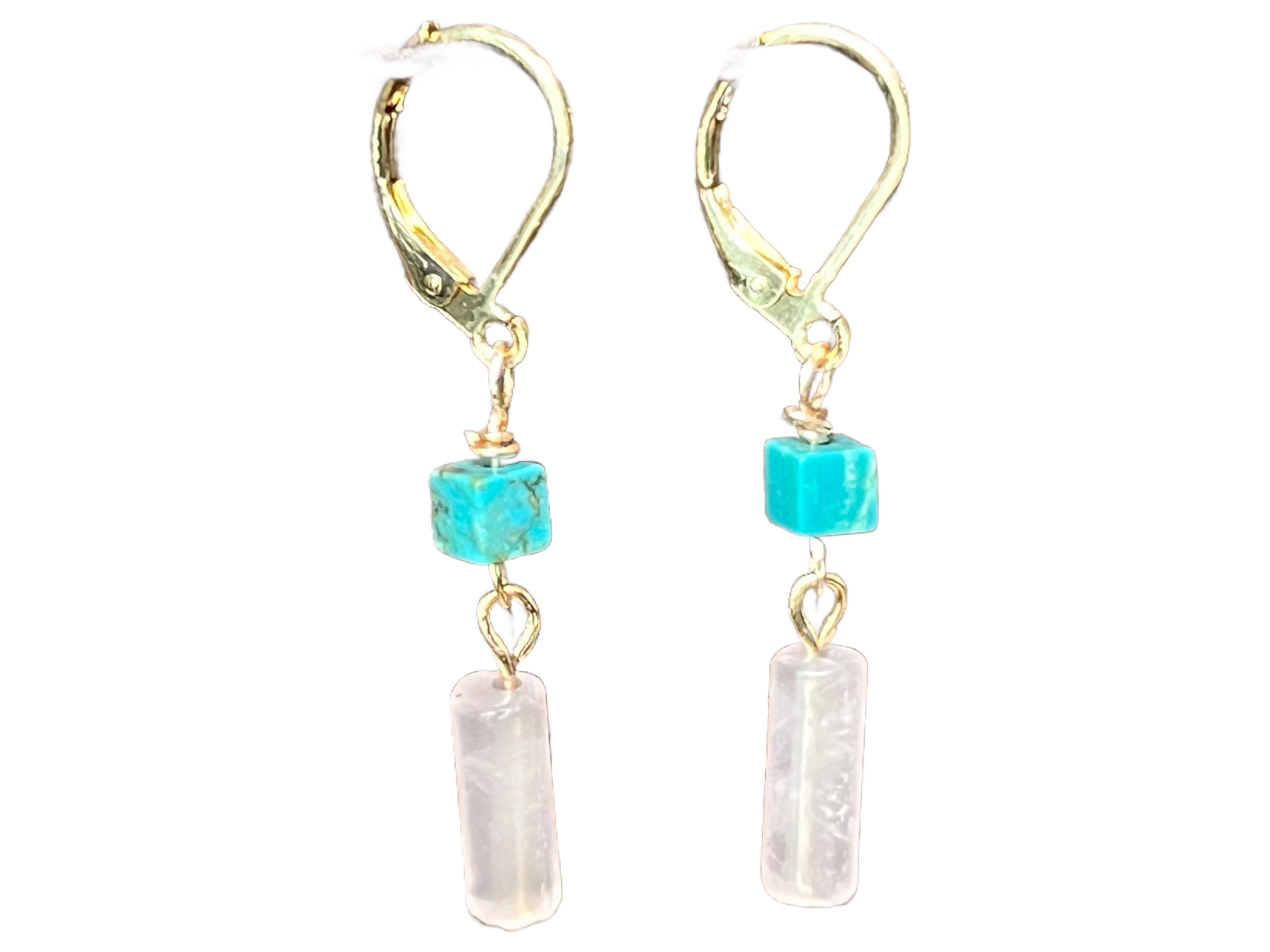 Turquoise & Rose Quartz earrings