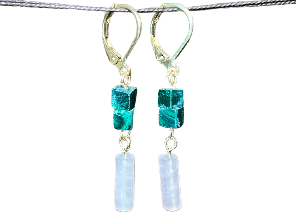 Rose Quartz & Malachite earrings