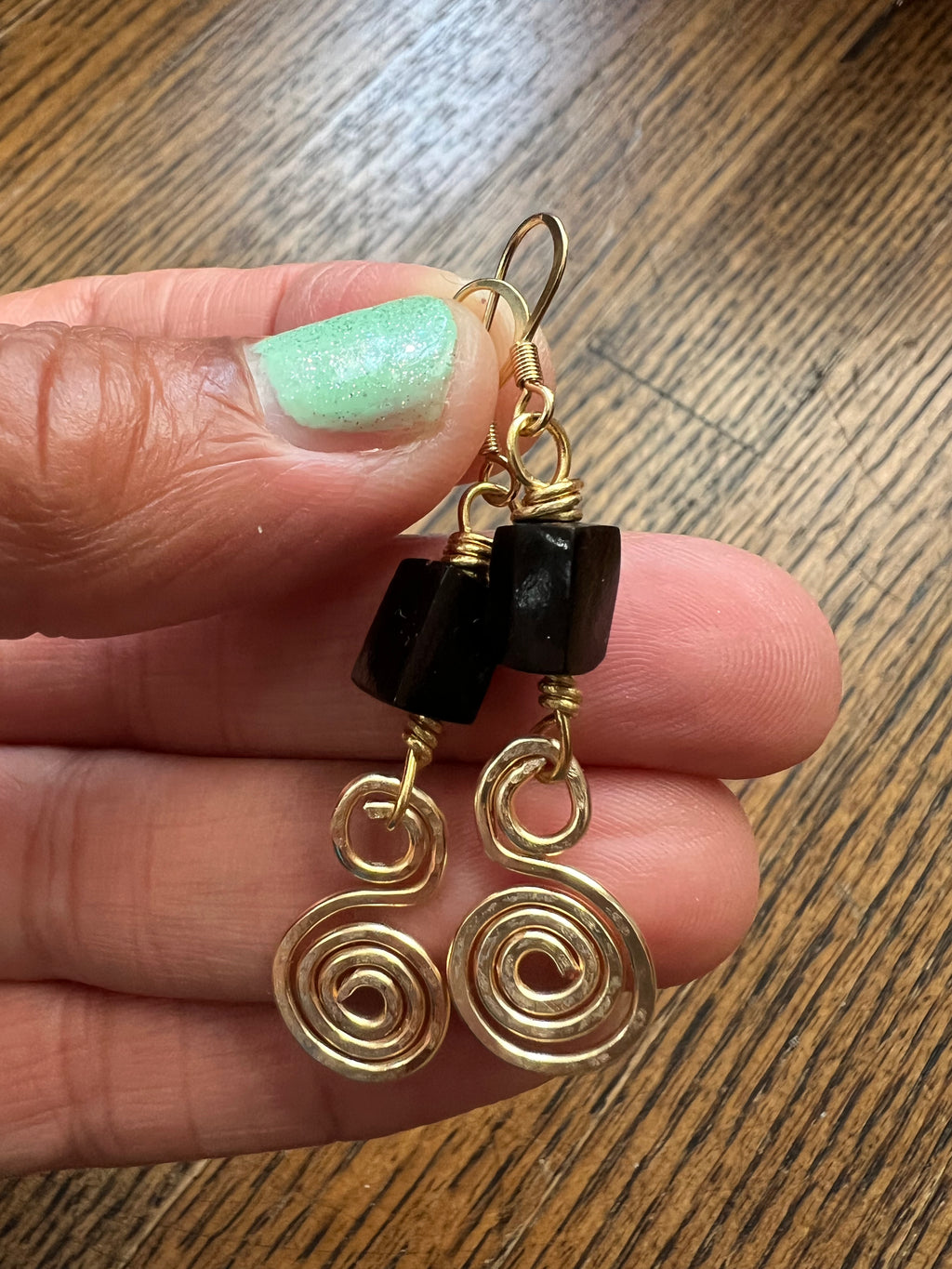 Onyx earrings - Black on 14k gold pl hooks
