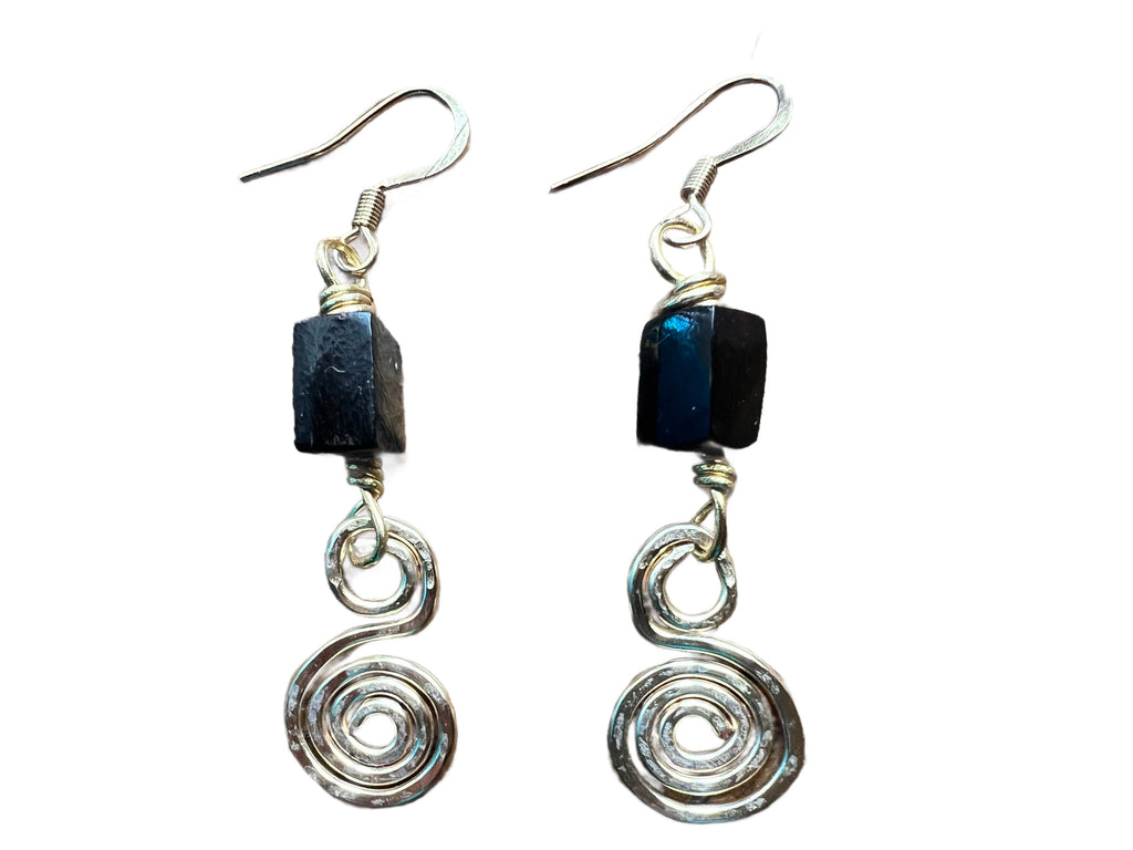 Onyx earrings - Black on 14k gold pl hooks