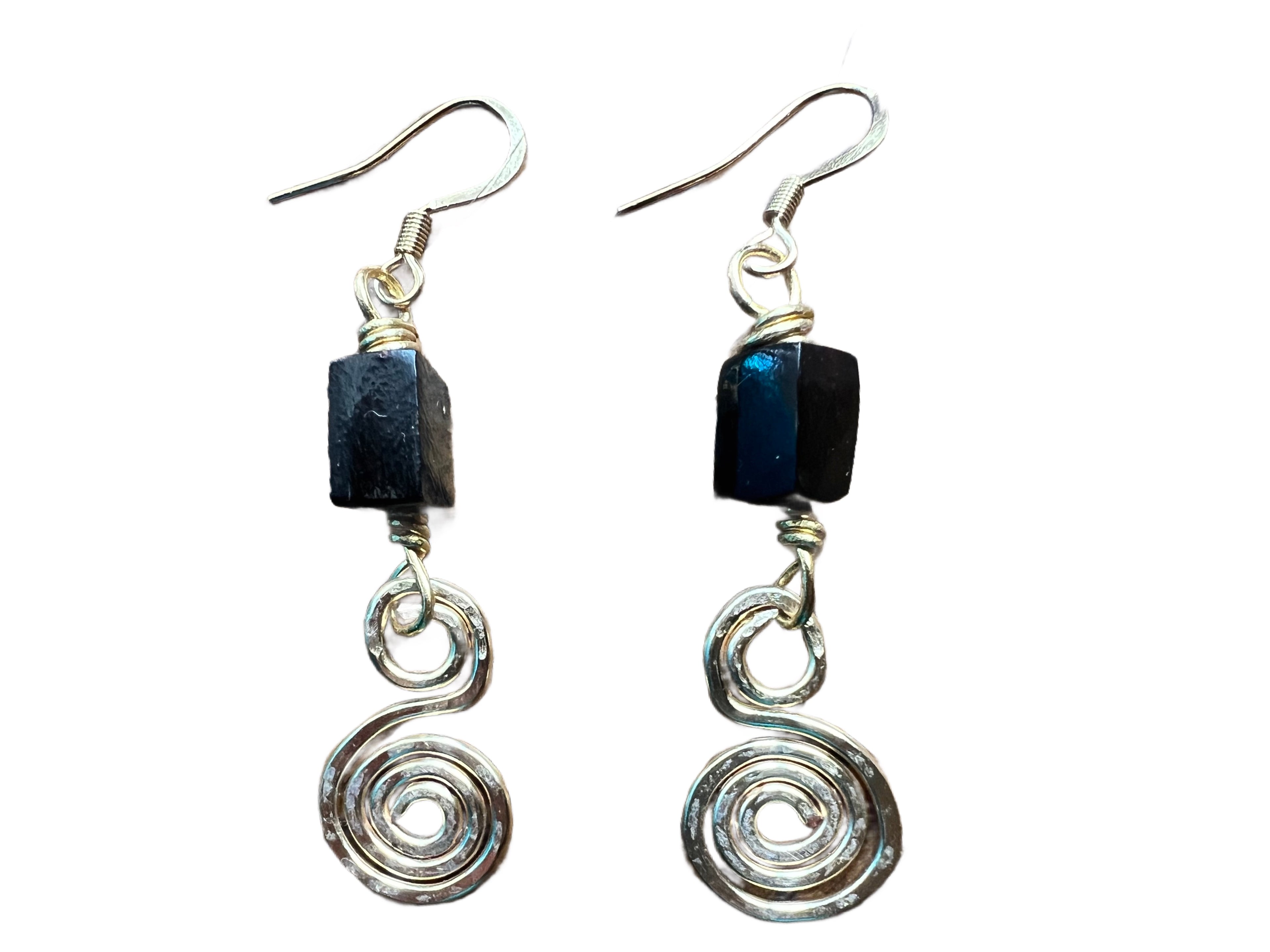 Onyx earrings - Black on 14k gold pl hooks
