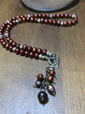 Front Clasp Necklace - Burgundy Freshwater Pearl